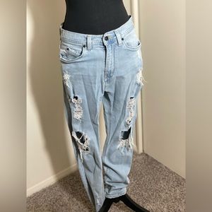 Empyre Verge Sprint Blue Distressed Tapered Skinny Jeans